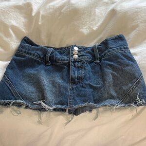 Edikted Blue Denim Skirt with Pink Label